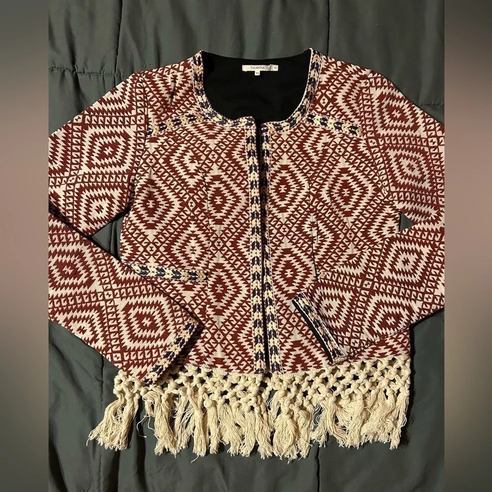 Tularosa Santa Fe fringe embroidered jacket XS macrame